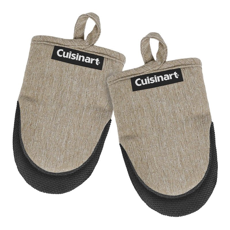 Cuisinart Mini Oven Mitts – 5.5” x 7” Heat-Resistant Kitchen Mitts for Oven with Non-Slip Neoprene Palm, Cotton Filling, and Fabric Loop – Durable Oven Mitt Set for Cooking & Baking (Chambray)