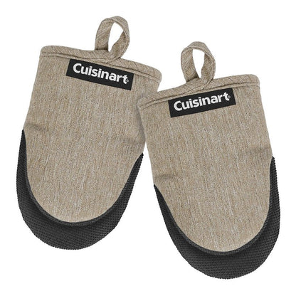 Cuisinart Mini Oven Mitts – 5.5” x 7” Heat-Resistant Kitchen Mitts for Oven with Non-Slip Neoprene Palm, Cotton Filling, and Fabric Loop – Durable Oven Mitt Set for Cooking & Baking (Chambray)