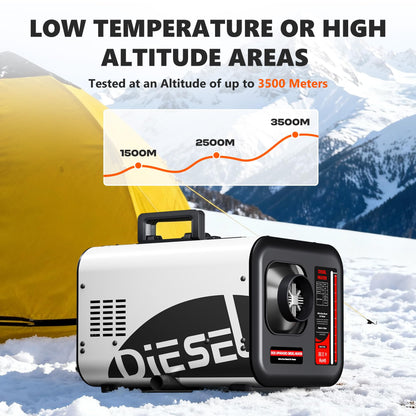 SILVEL Diesel Heater 8KW 110V/12V/24V, All-in-One 7L-8L Portable Diesel Air Heater with LCD Screen, Remote Control, Suitable for Car, Camper, RV, Truck, Home, Garage, Shop, Boat, White
