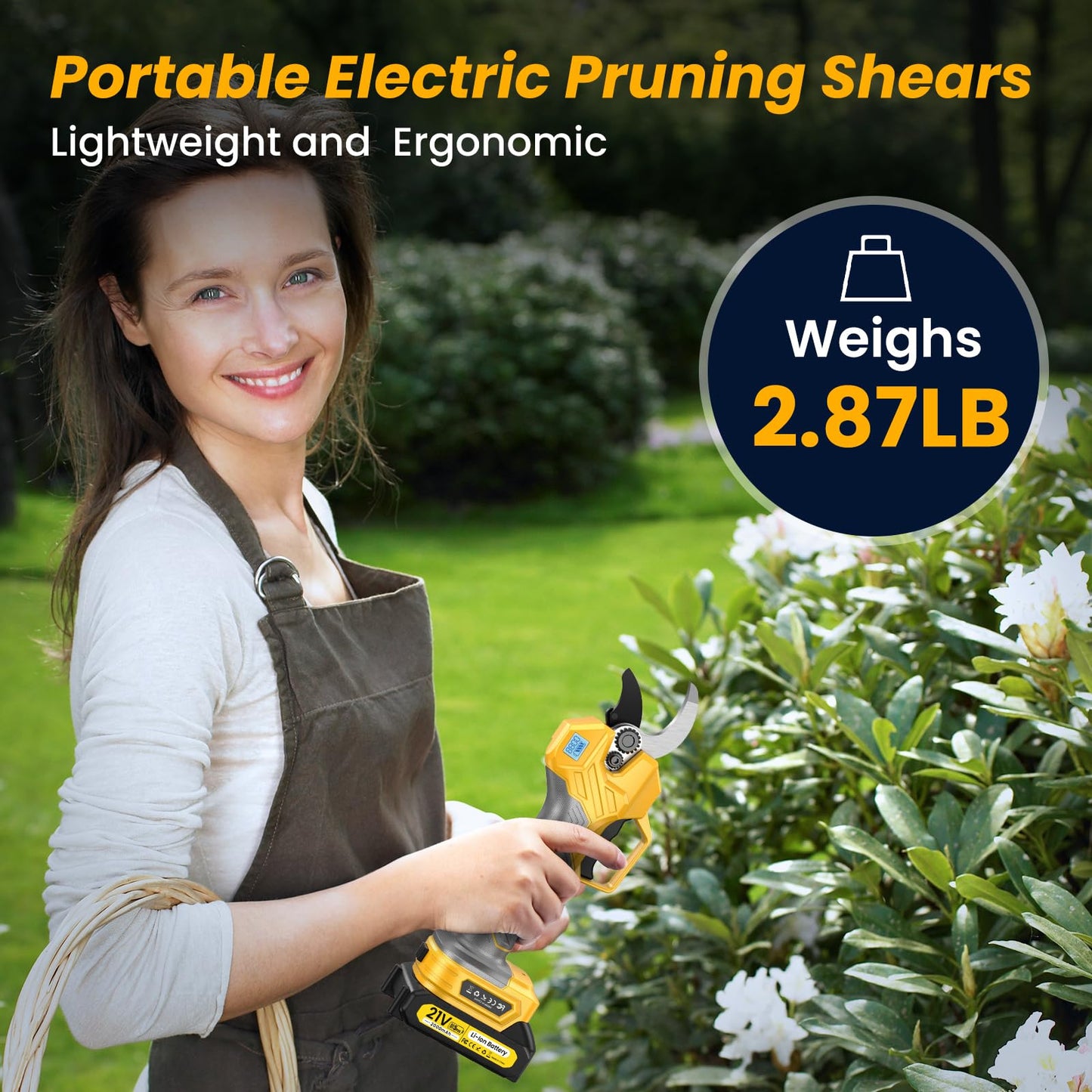 Electric Pruning Shears , Loppers 1000W Brushless Motor Cutting 2.6 inch Diameter Professional Gardening Electric Shears,Heavy Duty Branch Pruner,2*2000mAh Battery,Sk7 Blades,Perfect for Tree Trimming