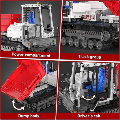 Mould King Technik Crawler Dump Truck Building Sets 17083 APP Programmable Construction Large Vehicle Model Set Track-Type Dump Truck Building Set for Adult(1105 Pcs)