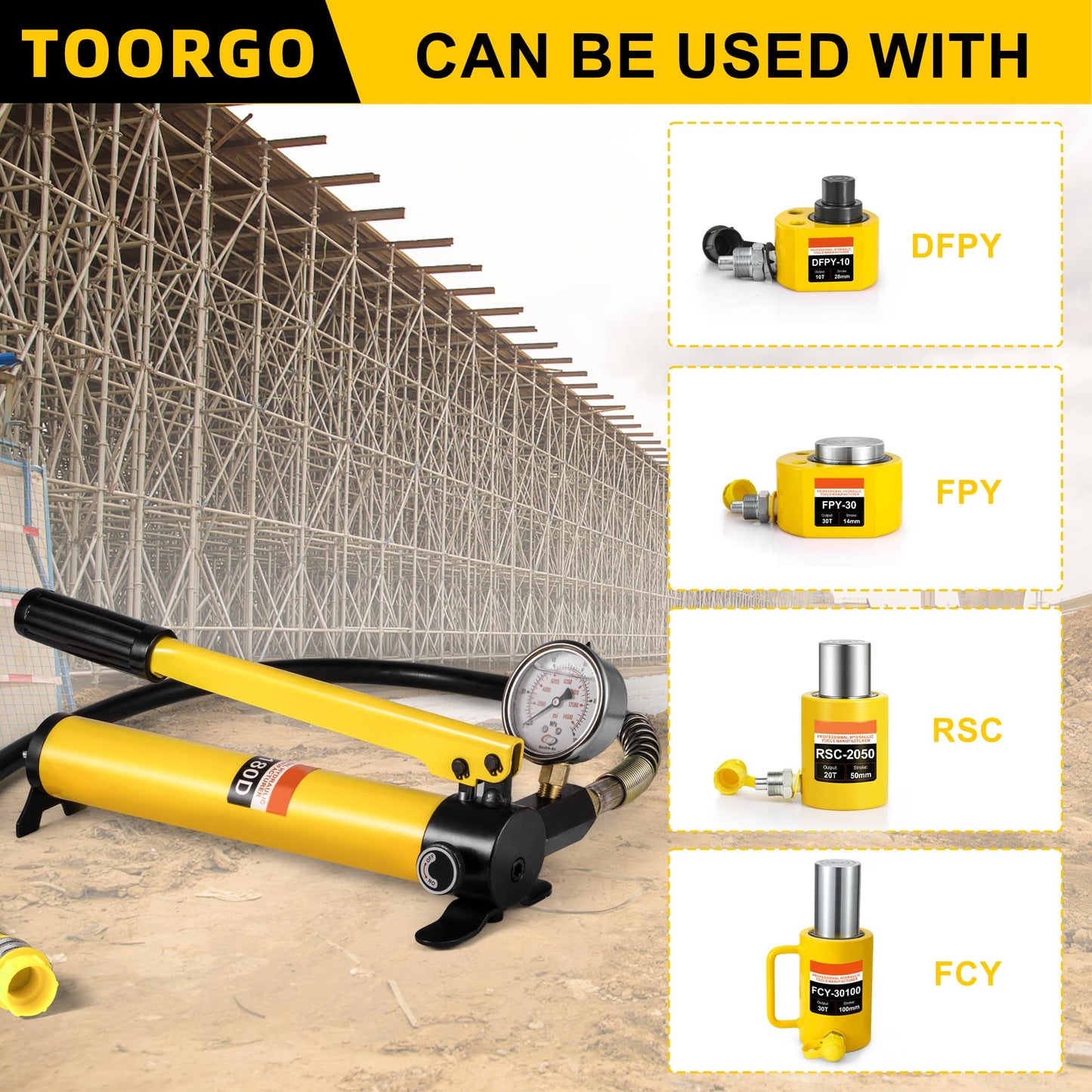 TOORGO CP-180 Hydraulic Hand Pump with Oil Gauge,Hand Operated Pump Manual Pump Hydraulic Pump for Lifting Cylinders