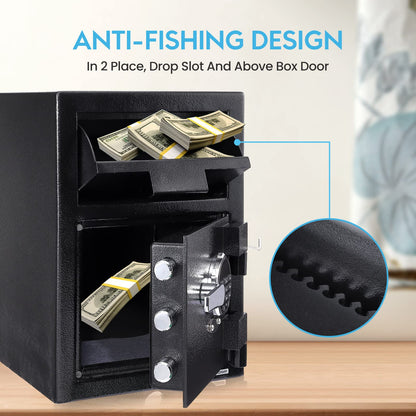 2.5 Cu.Ft Heavy Duty Drop Safe for Business With Digital Keypad, Depository Safe for Money with Drop Slot, 20" x 15.7"x 13.8", Office Safe Box for Money and Mail, Black