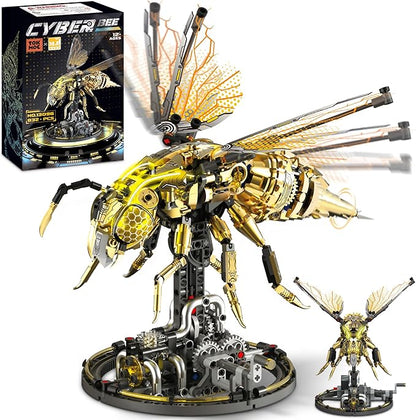 Mechanical Bee Building Blocks Kit for Adult Technic Bee Buildings Set for Adults with LED Light &amp Display Stand Robot Animal Building Toy with Moving Wings for Adults &amp Kids 832Pcs