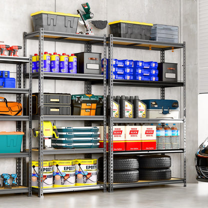 LEVELEVE 5-Tier Storage Shelving Unit, Metal, for Garage, Kitchen, Laundry Room, Adjustable, 30" L x 12" W x 60" H, Rectangular, 2 Pack