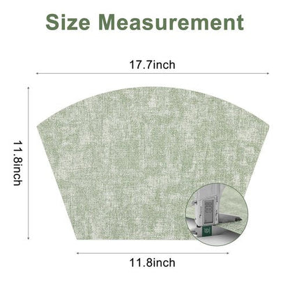 Homaxy Round Table Placemats Set of 6, Washable Wedge Shaped Faux Leather Table Mats, Wipeable Kitchen Dinner Place Mats for Indoor Outdoor, Grass Green