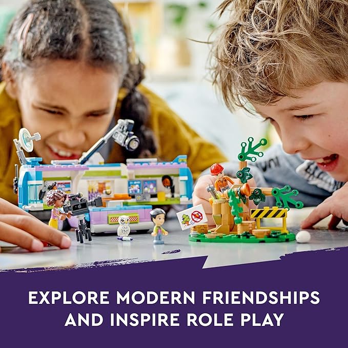 LEGO Friends Newsroom Van 41749 Building Toy Set Creative Fun for Ages 6+ Includes Accessories So Kids Can Pretend to Film and Report The News A Fun Birthday Gift for Kids Who Love Role Play