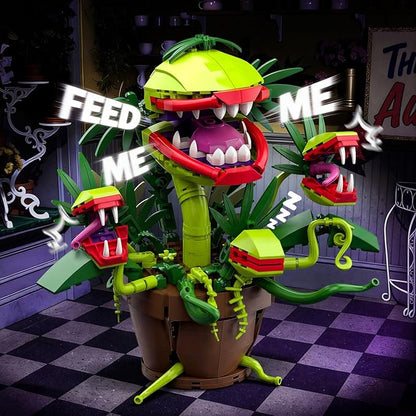 Piranha Plant Audrey 2 Building Blocks Set Little Shop of Horrors Carnivorous Flower Model with 4 Openable Mouth Toys Gifts for Kids Adults TV Movie Fans Halloween Christmas Birthday Gift（428PCS）