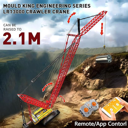 Mould King Crawler Crane LR13000 Building Block Kits Technical Construction Vehicles Cranes Model with Motor/APP Remote Control Gift for Age 14+/Adult Collections Enthusiasts (4318+ Pieces)