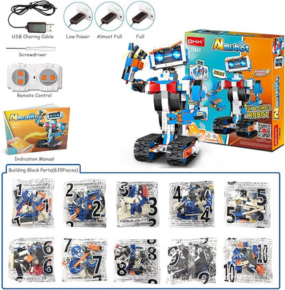 okk Robot Building Toys for Boys STEM Projects for Kids Ages 8-12 Remote &amp APP Controlled Engineering Learning Educational Coding DIY Building Kit Rechargeable Robot Toy Gifts for Girls