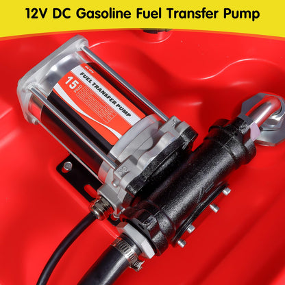 Portable 48 Gallon Fuel Tank with Pump for Gasoline & Diesel, 15GPM High Flow Rate 12V DC Self-Priming Fuel Transfer Pump, 13.1ft Hose, Auto Fueling Nozzle, for Easy Fuel Transportation