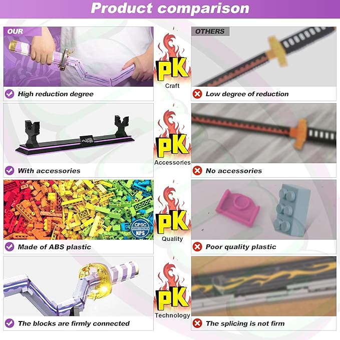 Jorumo Swords Building Sets for Adults 34in Iguro Obanai Sword Building Block with Stand Anime Sword Building Toy Katana Gift 836 Pcs