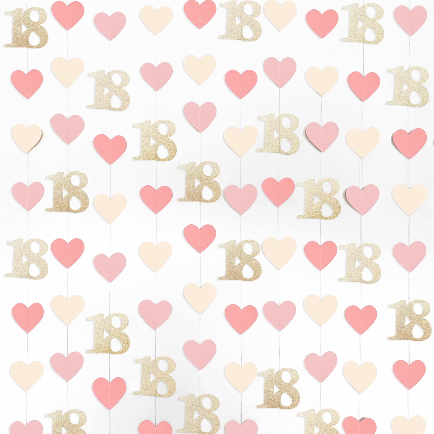 Champagne Gold Pink 18th Birthday Decorations Champagne Gold Dusty Pink Heart Garland Streamer Banner Backdrop for Girls Happy 18th Birthday Time to Adult Cheers to 18 Years Old Party Supplies