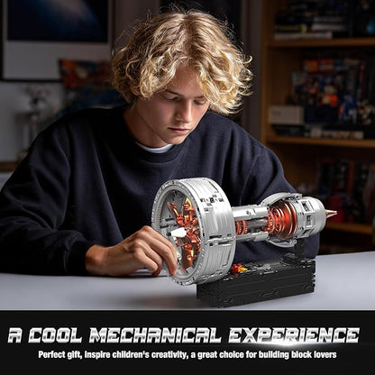 Motorized Turbofan Engine Building Blocks Realistic Aircraft Engine Building Set Jet Engine Replica with Motor Simulating Real Operation STEM Educational Toy &amp Aviation Gift 808Pcs