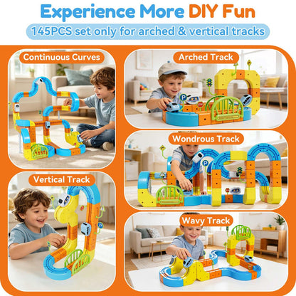 Electric Train Set for Kids Ages 3-8, 208Pcs 3D Flexible Race Track Toy, Gravity-Defying 360° Loop Building Set, STEM DIY Railroad Learning Toy Gift for Toddlers Boys Girls