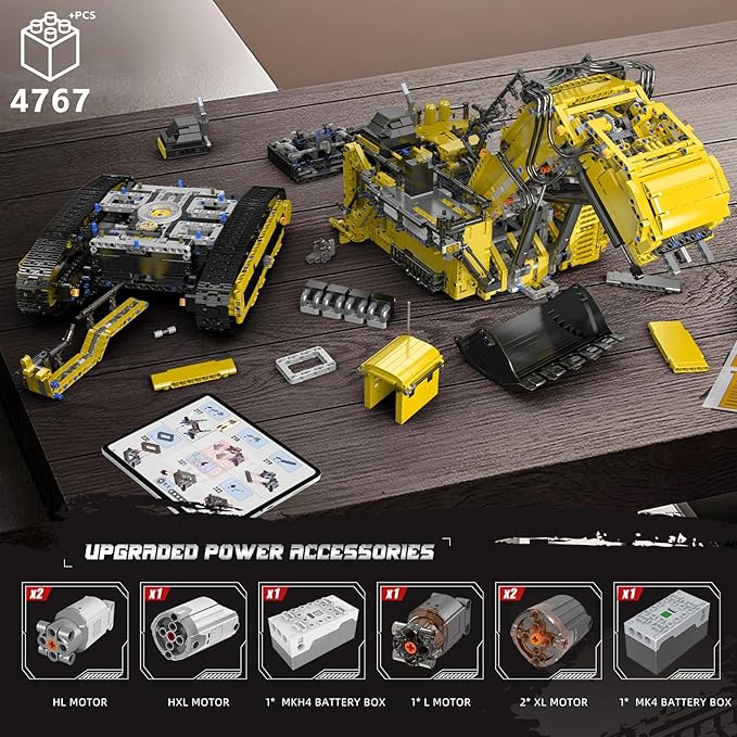 Mould King 17070 RC Excavator Building Set for Adults 4767 Pieces Truck Construction Vehicle Model APP Remote Control Truck with Engines STEM Engineering Toys