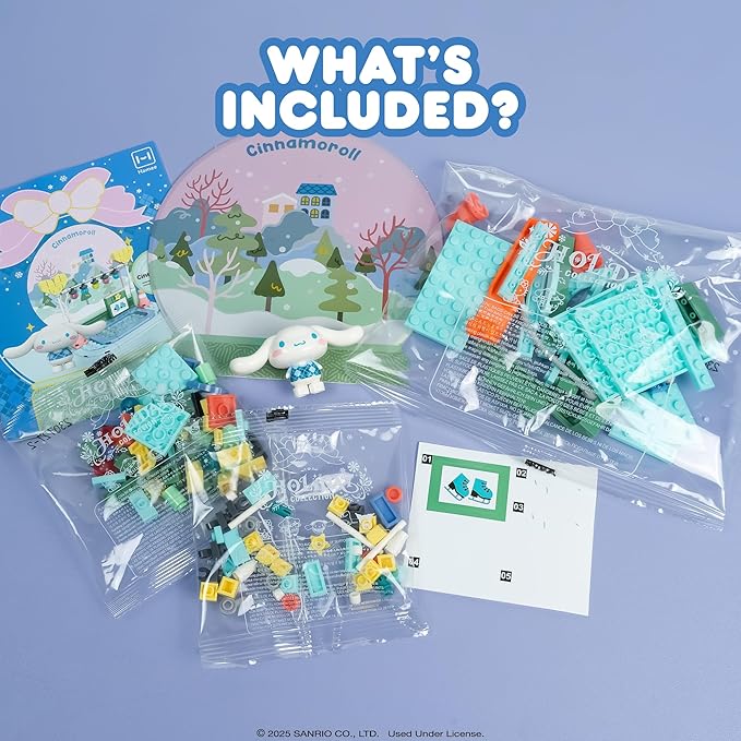 Hamee Sanrio Hello Kitty and Friends Holiday Collection Cute Building Blocks Figure Set – [Birthday Gift Party Favor Gift Basket Filler Stress Relief Collectible Relaxation] – Cinnamoroll