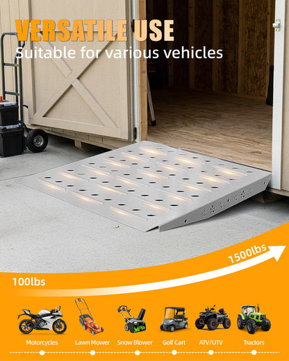 VNN 29" x 48" Shed Ramps - Slivery Loading Ramp for Riding Mower, 2 Packs Ramps for Sheds，1800 LB Capacity Alloy Loading Dock Ramp for Garages, Barns