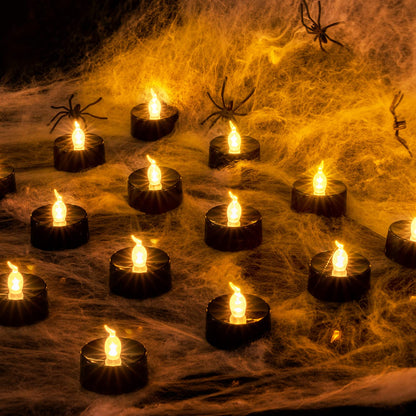 BEICHI Flameless Candles, Battery Operated LED Tealights Votive Flickering for Party Halloween, Christmas, Wedding- 24Pack, Black Light