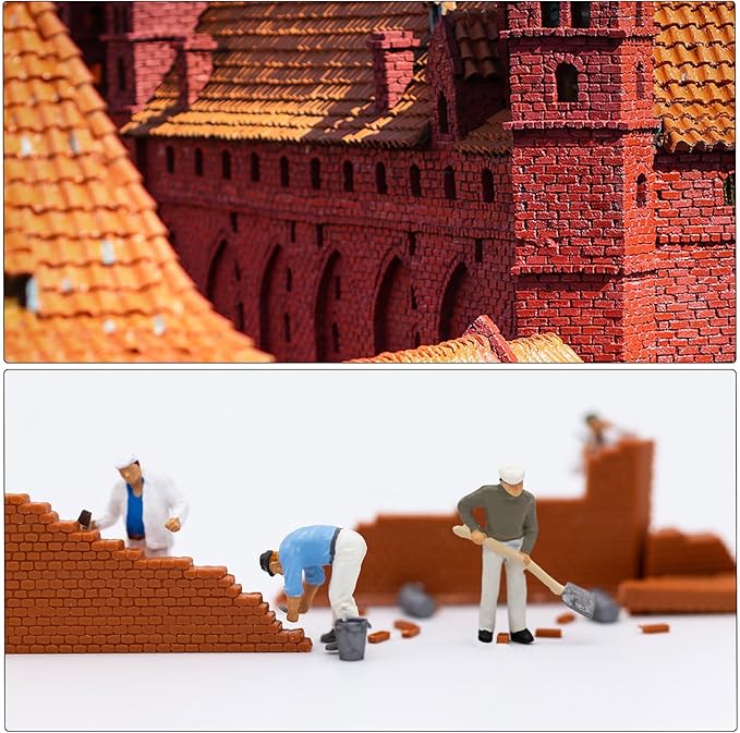 MECCANIXITY Miniature Bricks Clay Mini Wall Brick Model Brick Building Set for Model Building Dolls Pet Houses Garden Grey Pack of 400 Scale 1/16 16x9x5mm/0.63x0.35x0.2