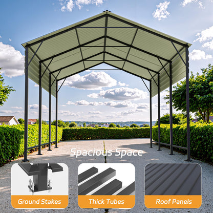 Patiowell 10x15 FT Metal Carport, Heavy Duty Carport with Reinforced Frame and Galvanized Steel Roof, Outdoor Car Port Shelter for Car, Truck, Boat and Tractor, Black