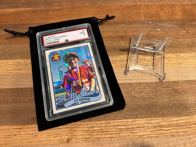 Custom Baseball Cards Personalized Trading Card in PSA Style Holder Holographic Finish + Velvet Bag + Stand Customized Gifts for Baseball Fans or Players