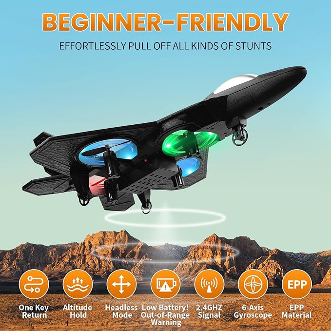 RC Plane 2.4GHz Remote Control Plane L0712 Quadcopter Hovering with Auto Hovering Fighter Aircraft RC Airplane RTF for Beginner Kids and Adults3D Flip Airplane Toy with Colored Lights USB Charging