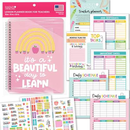 Hadley Designs Teacher Planner 2025-2026 – Lesson Planner Book for Teachers Must Haves, Undated Teacher Planners, Lesson Plan Notebook, Homeschooling Planners, Teachers Appreciation Gifts