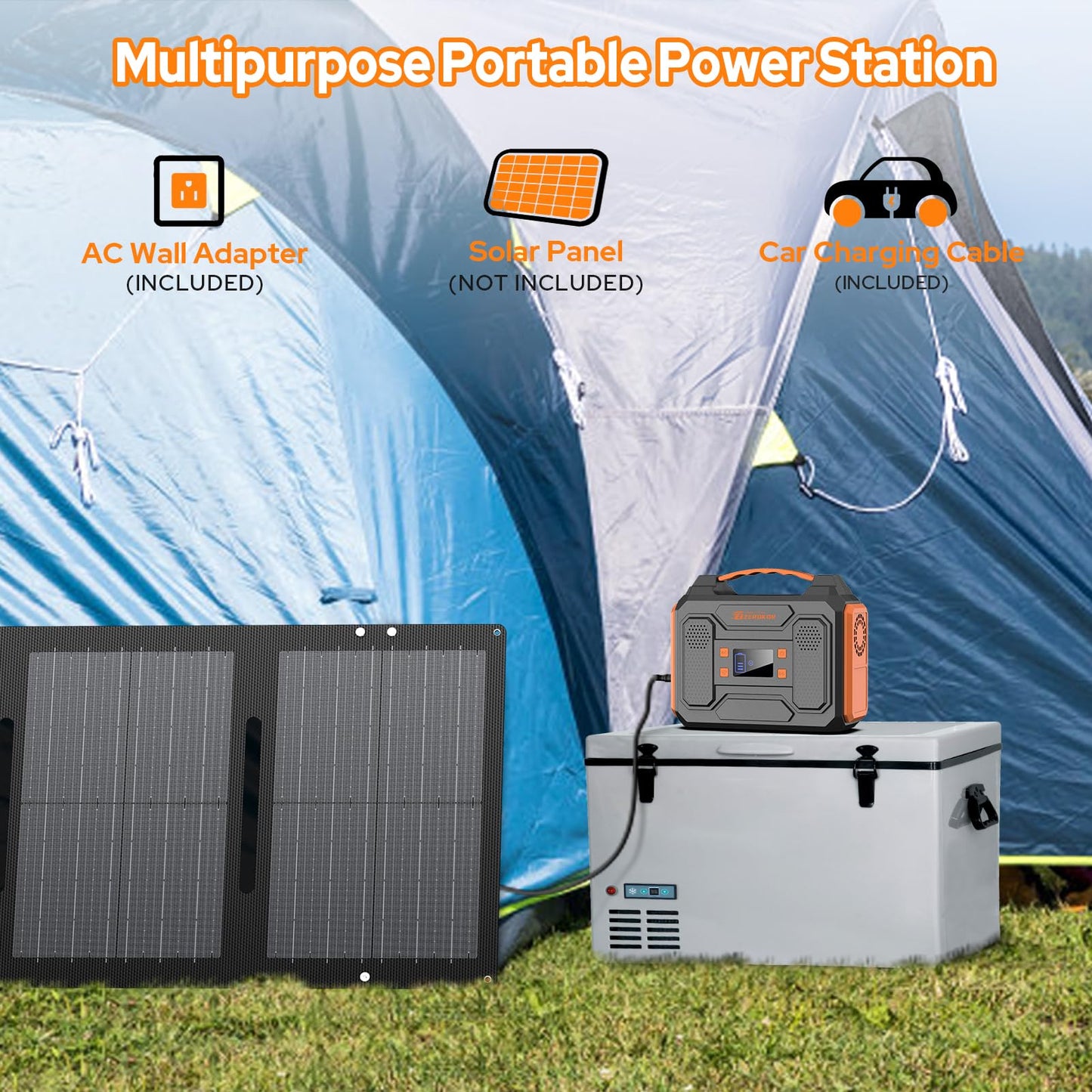 Solar Power Bank Generator with Panels, 300W Portable Power Station with Solar Panel 40W, 110V Pure Sine Wave AC Outlet Battery Generator for Outdoor RV Camping Laptop Home Use with Solar charger
