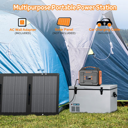 Solar Power Bank Generator with Panels, 300W Portable Power Station with Solar Panel 40W, 110V Pure Sine Wave AC Outlet Battery Generator for Outdoor RV Camping Laptop Home Use with Solar charger