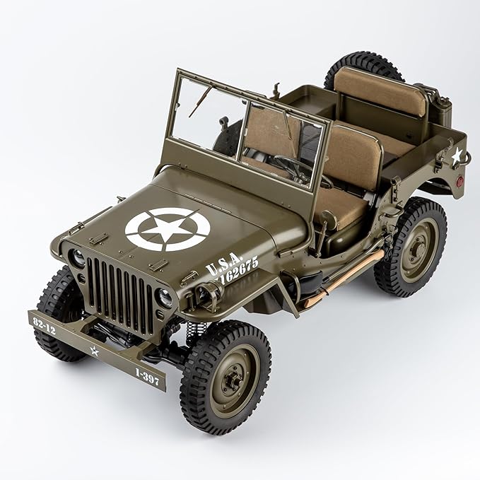 RocHobby 1/6 1941 MB Scaler RC Car 4x4 Hobby Grade RC Car Mini RC Rock Crawler Military RC Truck with 550 Brushed Motor LED Lights for Adults RS