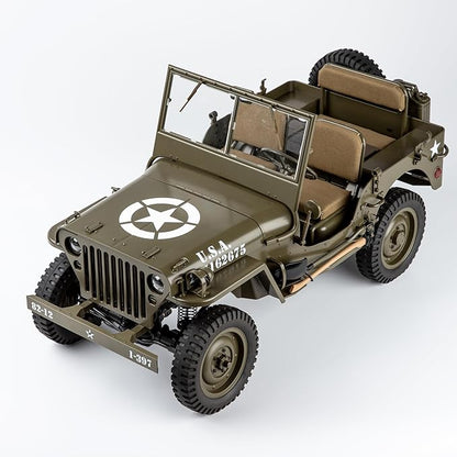 RocHobby 1/6 1941 MB Scaler RC Car 4x4 Hobby Grade RC Car Mini RC Rock Crawler Military RC Truck with 550 Brushed Motor LED Lights for Adults RS