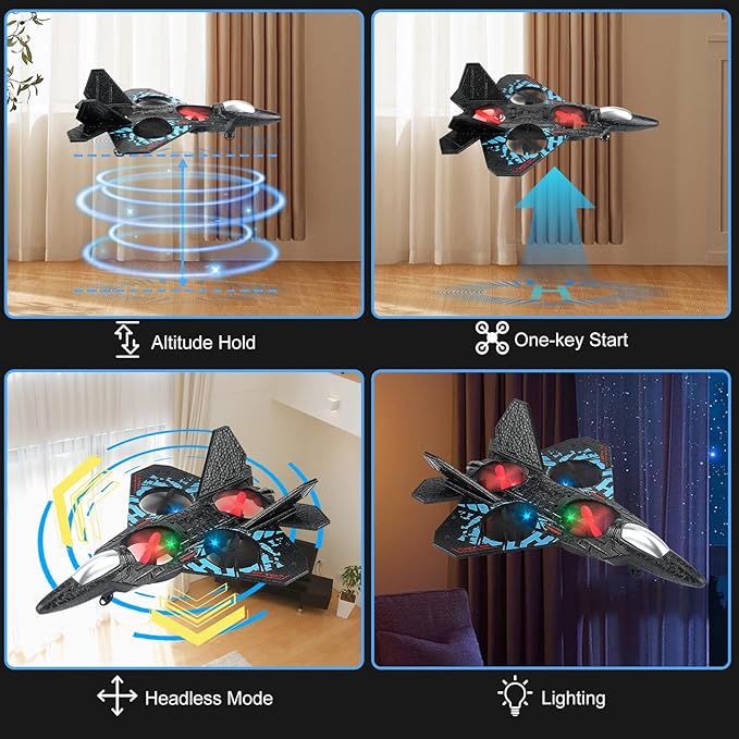 RC Plane Remote Control Airplane Toy 2025 New Remote Control Plane Fighter Jet 2-Way Remote Control Methods (Normal+Watch) 360° Flip Fighter Jet Toy Gravity Sensing Stunt Roll Gifts for Kids Boys