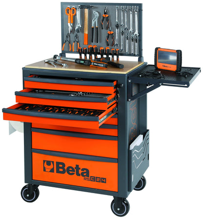 Beta RSC24 Gray 7 Drawer Heavy Duty Rolling Tool Cabinet | Mobile Steel Tool Chest with Ball Bearing Slides | 1760 lbs Load Capacity | 5" Casters | Lockable Portable Toolbox | Made in Italy