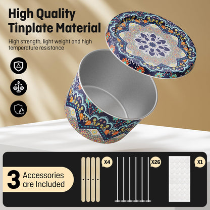Nexuraze Empty Candle Tins for Making Candles with Lids, Tinplate Material, Warning Label Printed on Can Bottom (Colorful)