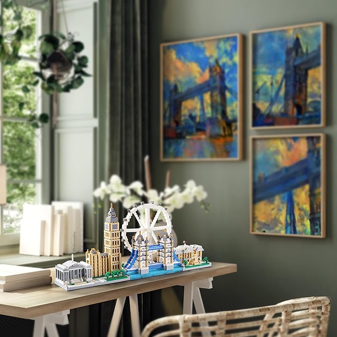 World Famous Architecture Micro Building Blocks Set 3430 PCS - London Skylines DIY Collectible Model for Lovers Adults or Teens Ages of 14+ in Living Room or Office Decorative Items