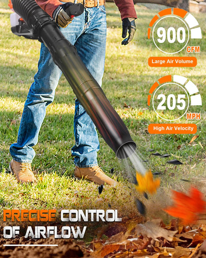 Getell 80cc Gas Backpack Leaf Blower, 900CFM 206MPH 2-Stroke Engine, Heavy-Duty Leaf & Snow Blower for Lawn, Garden & Commercial Use (Orange)