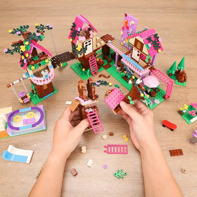 Tree House Building Set Compatible with Lego Friends 1050 PCS Forest House Building Kit Birthday Gift for Kids Girls Age 6-12 Years（7682）