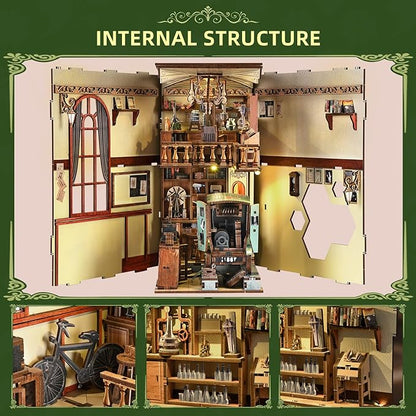 Book Nook Kit DIY Scene Miniature House Kit Tiny House Mini Booknook Craft Bookshelf Decor 3D Puzzles for Adults Gifts for Book Lovers (The Radium Lady)