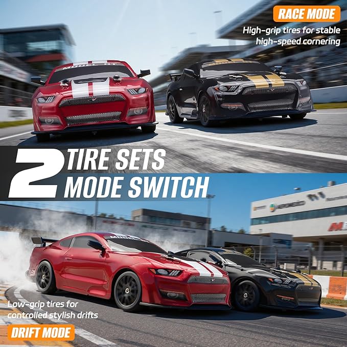 RC Drift Car 1:24 Scale Remote Control Cars Vehicle for Kids 2.4GHz 20KM/H 4WD High Speed RC Cars with LED Light Two Batteries &amp Drifting Tires Racing Sport Toy Car for Adults Boys Girls 8602RD