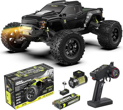 RIAARIO 1/10 Brushless RC Cars Monster Truck 50+ MPH 4WD Waterproof Carbon Fiber Black Ages 8+