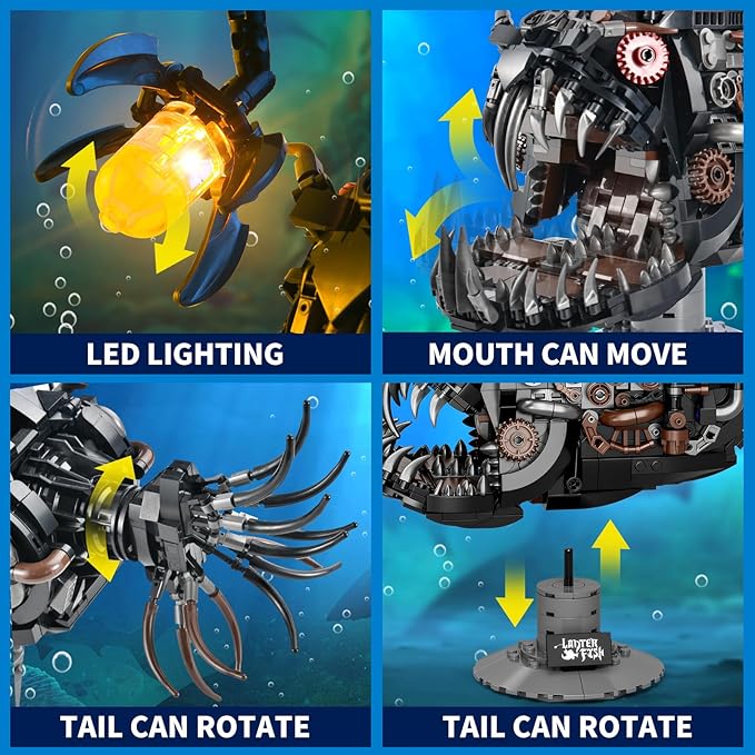 BNG Mechanical Fish Building Set for AdultOcean Animal Building Blocks ToyCollectible Decor for Home or OfficeSTEM Gift for Teens Boys Girls 8+ (1038PCS)