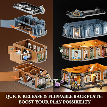 Brick Art Gallery Lighting Building Bricks Set - Town Life City Modular Collection Kit with Minifigures 3400 Pcs for Adults &amp Teen &amp Visual Art Lovers