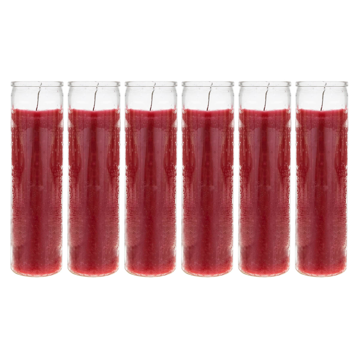 Mega Candles 6 pcs Unscented Red 7 Day Glass Container Devotional Prayer Candles, Premium Wax Candle 2 Inch x 8 Inch, Sanctuary, Vigils, Prayers, Blessings, Religious, Memorials, Remembrance