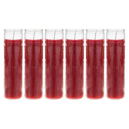 Mega Candles 6 pcs Unscented Red 7 Day Glass Container Devotional Prayer Candles, Premium Wax Candle 2 Inch x 8 Inch, Sanctuary, Vigils, Prayers, Blessings, Religious, Memorials, Remembrance