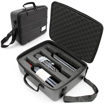 CASEMATIX Wine Travel Case for 3 Bottles with Shock-Absorbing Foam & Adjustable Carrying Strap - Protective Wine Suitcase for Storage, Padded Wine Bag Tote Alcohol Carrying Case