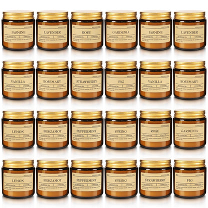 24-Pack 3.05oz Scented Candle Gift Sets - 12 scents Jars Natural Soy Wax for Women, Home Decoration and Elegant Occasions