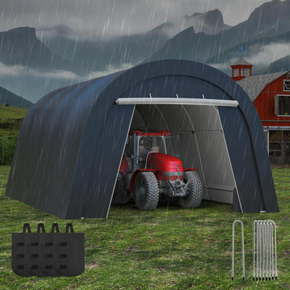 Kiss the Water Heavy Duty Domed Carport with 4 Cloth Bags and 2 Roll-up Doors, Portable Garage Storage Shelter Shed for Cars, Truck, or Garden Tools, 13' x 20'