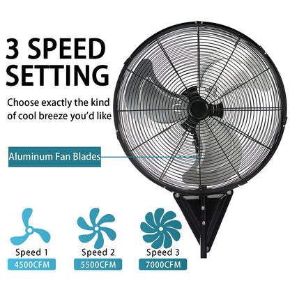 AZOUTDOOR 2 Pack 20 Inch Wall Mount Fans, Oscillating Fan with 3 Speed Settings, High Velocity Fans with Adjustable Tilt for Commercial, Industrial, Warehouse, Workshop, Garage
