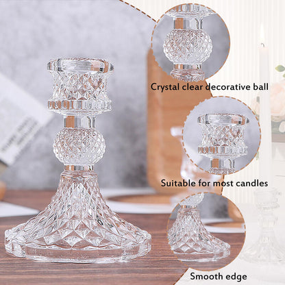 6 PCS Glass Candlestick Holders, Crystal Candle Holders& Glass Candle Holder for Wedding Party Table, Thick Candle Holders for Rustic, Party Supplies, Anniversary, Dining Room Table, Valentine's Day